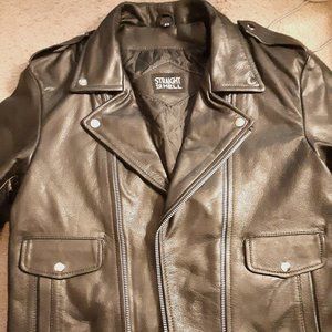 men's size 42 straight to hell UPTOWN punk biker black leather jacket